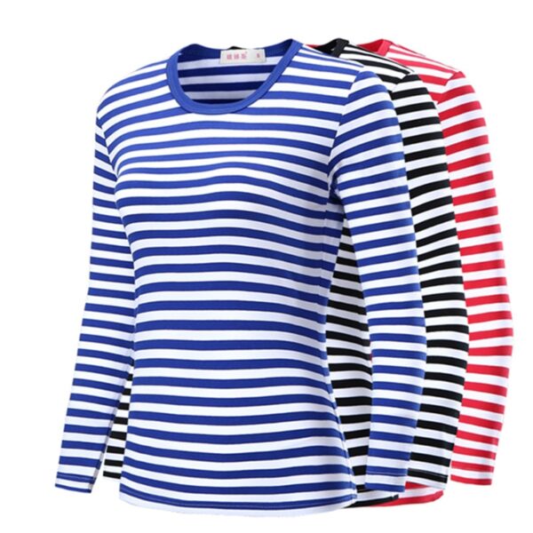 Men t shirt for men clothing harajuku Women s t shirt Slim Fit cotton Stripe Long 4