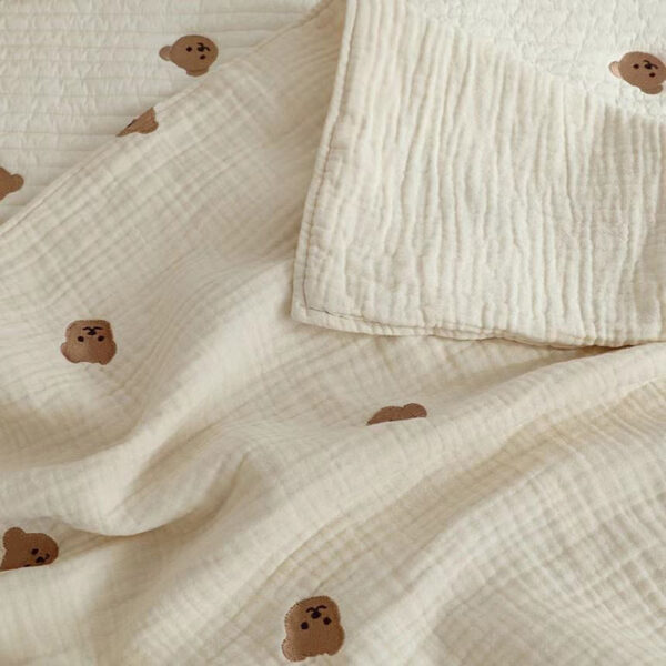 MILANCEL Ins Hot Newborn Baby Blanket Korean Bear Embroidery Kids Sleeping Blanket Cotton Bedding Accessories 5