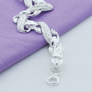 New 2019 Trendy 925 Sterling Silver White Chinese Dragon Chain Bracelets For Men Fashion Jewelry Pulseira 2