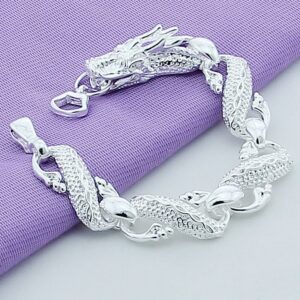 New 2019 Trendy 925 Sterling Silver White Chinese Dragon Chain Bracelets For Men Fashion Jewelry Pulseira