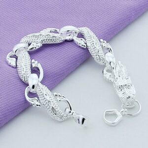 New 2019 Trendy 925 Sterling Silver White Chinese Dragon Chain Bracelets For Men Fashion Jewelry Pulseira 4