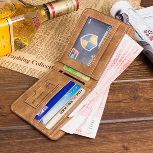 new men s wallet short frosted leather wallet retro two fold vertical wallet youth korean multi 2