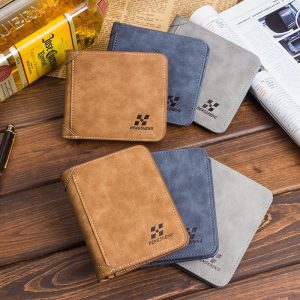 new men s wallet short frosted leather wallet retro two fold vertical wallet youth korean multi 3