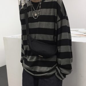 Oversized Striped Shirt Blouse Harajuku Couple Tops Woman T Shirt Spring Long Sleeve Gothic Shirts Teen