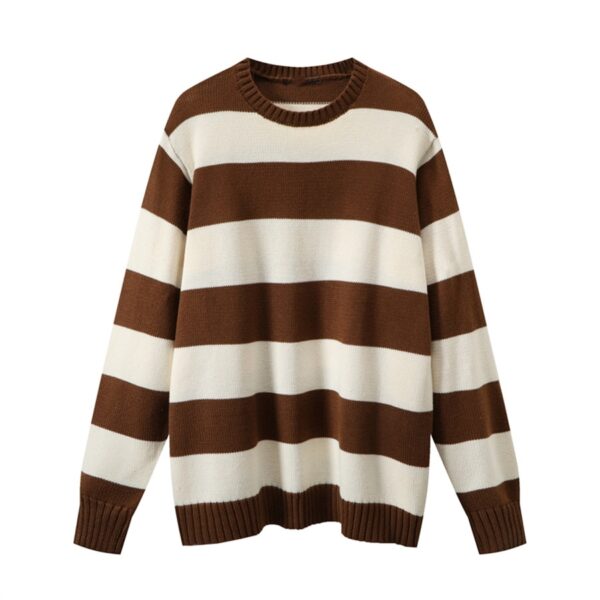 PUWD Cute Girls O Neck Striped Sweaters Pullover Cotton 2022 Spring Autumn Fashion Ladies Y2K Loose 2