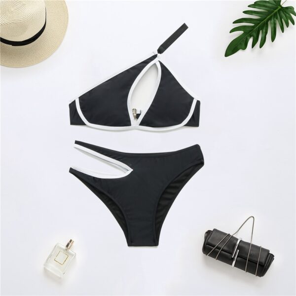 Sexy Black Bikini Swimsuit Women Hollow Out Push Up Bikini Set Female Swimwear Monokini Bathing Suit 3