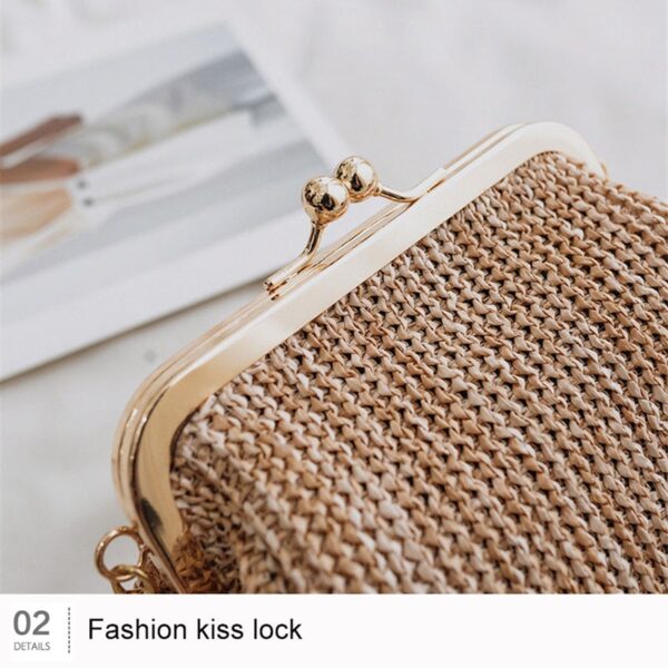 Small Crossbody Boho Bags For Women Evening Clutch Bags Hasp Ladies Handbag Female Straw Beach Rattan 4