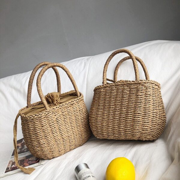 Straw Bags for Women 2020 Summer Hand Woven Rattan Bag Handmade Woven Purse Wicker Beach Bag 4