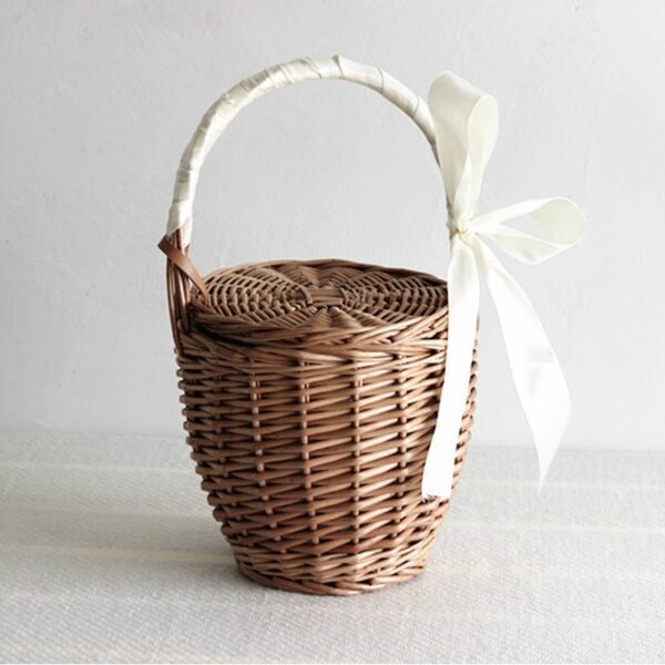 Women Beach Handbag Basket Straw Hand Bag Cover Fashion Summer New Wicker Small Retro Rattan Tote 1