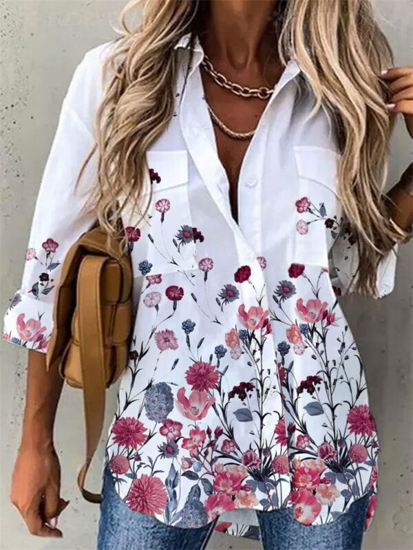 Temperament Women Shirt Loose Long Sleeve Shirt Women Casual Printed Women Top 3