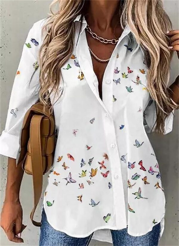 Temperament Women Shirt Loose Long Sleeve Shirt Women Casual Printed Women Top 5