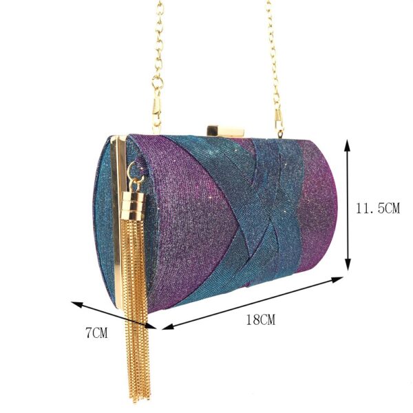 Women s Wedding Clutch Bags Party Purse and Handbag Luxury Discoloration Sequin Elegant Tassel Shoulder Bag 3